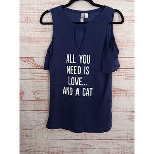 ALGA Blouse Top Women’s Small Round Neck Short Sleeve "All You Need Is Love"